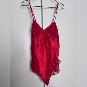 Vintage Seductive Wear Cinema Chiffon Lingerie – Size Large – Happy Red